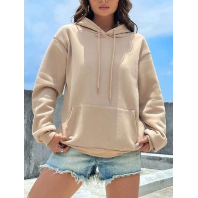 EZwear Kangaroo Pocket Drop Shoulder Drawstring Thermal Lined Hoodie - Choose Y