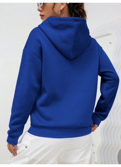 EZwear Letter Print Kangaroo Pocket Hoodie Sweatshirt - Choose Your Size