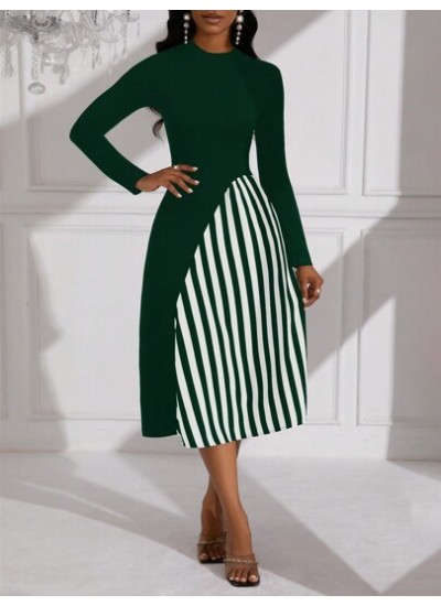 Lady Women.s Striped And Printed A-Line Dress - Choose Your Size