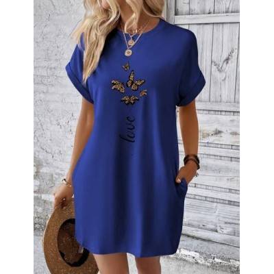 LUNE Summer Butterfly & Letter Print Batwing Sleeve Dress - Choose Your Size