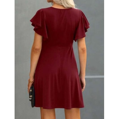 Clasi Women.s Solid Color Round Neck Slim Fit Bodycon Dress - Choose Your Size