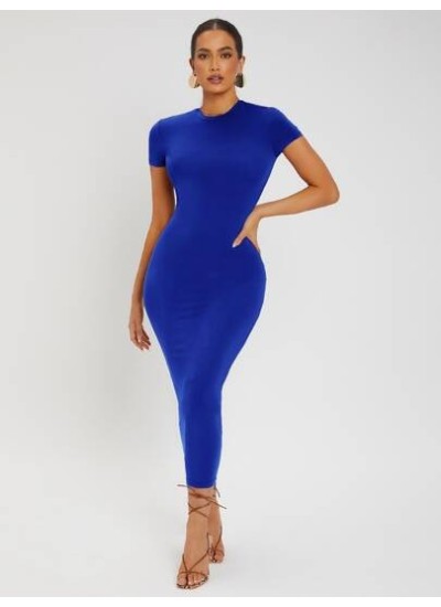 SXY Solid Round Neck Bodycon Dress - Choose Your Size