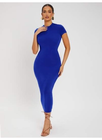 SXY Solid Round Neck Bodycon Dress - Choose Your Size