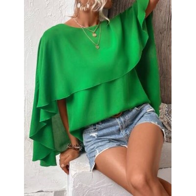 Clasi Solid Cloak Sleeve Blouse - Choose Your Size