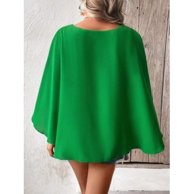 Clasi Solid Cloak Sleeve Blouse - Choose Your Size