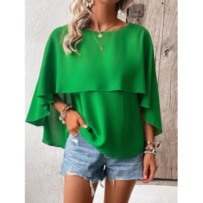 Clasi Solid Cloak Sleeve Blouse - Choose Your Size