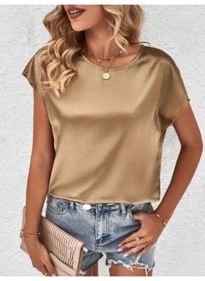 Clasi Solid Batwing Sleeve Satin Blouse - Choose Your Size