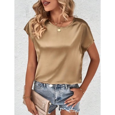 Clasi Solid Batwing Sleeve Satin Blouse - Choose Your Size