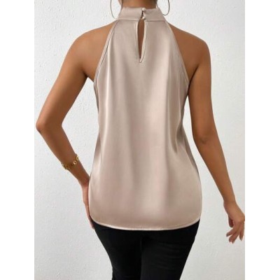 Privé Solid Satin Halter Neck Blouse - Choose Your Size