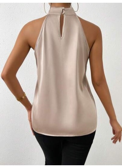 Privé Solid Satin Halter Neck Blouse - Choose Your Size