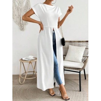 LUNE Split Hem Long Blouse - Choose Your Size