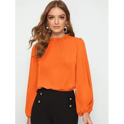 Clasi Frilled Neck Lantern Sleeve Top - Choose Your Size