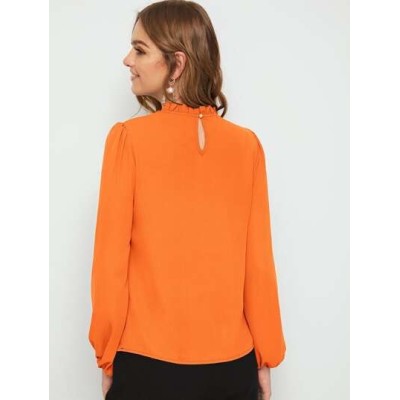 Clasi Frilled Neck Lantern Sleeve Top - Choose Your Size