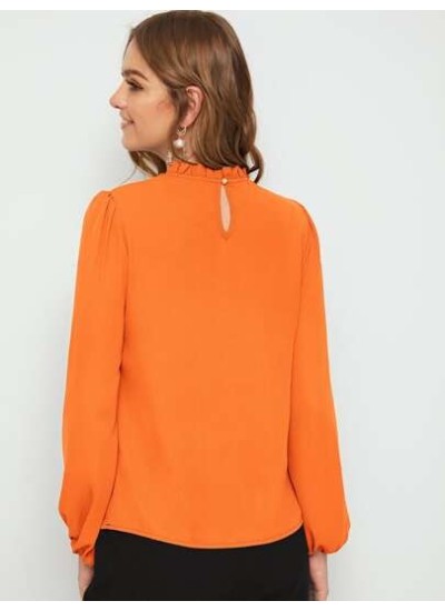 Clasi Frilled Neck Lantern Sleeve Top - Choose Your Size