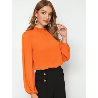 Clasi Frilled Neck Lantern Sleeve Top - Choose Your Size