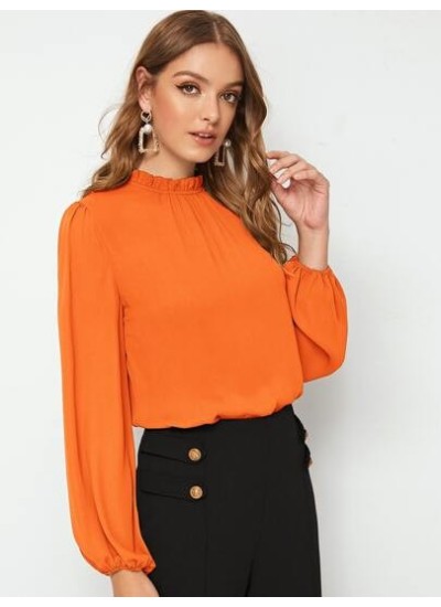 Clasi Frilled Neck Lantern Sleeve Top - Choose Your Size