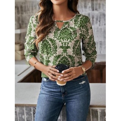 LUNE Women.s All-Over Printed Hollow-Out Collar Shirt - Choose Your Size