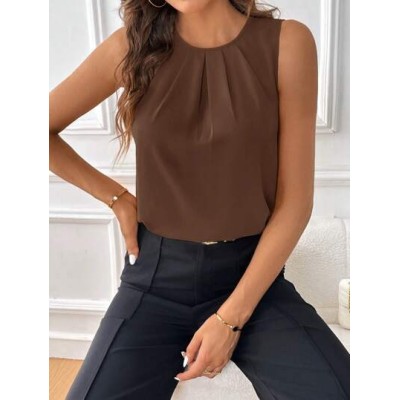 Clasi Women.s Pleated Sleeveless Blouse - Choose Your Size