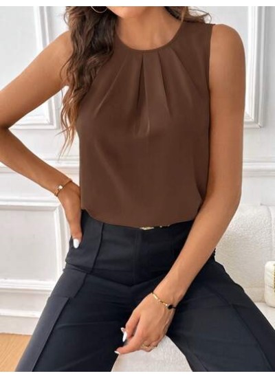 Clasi Women.s Pleated Sleeveless Blouse - Choose Your Size