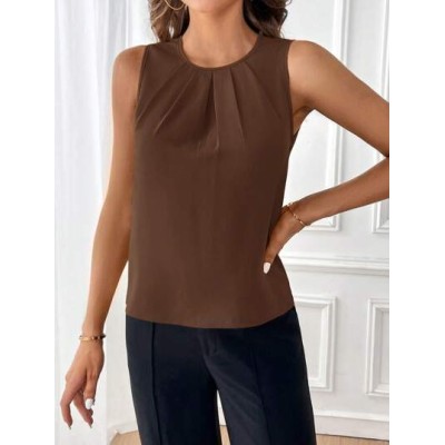 Clasi Women.s Pleated Sleeveless Blouse - Choose Your Size