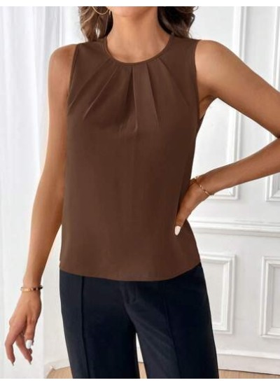 Clasi Women.s Pleated Sleeveless Blouse - Choose Your Size