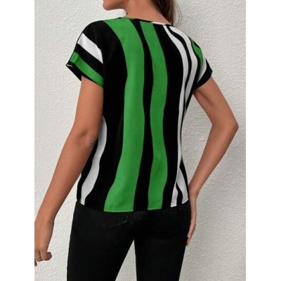 Clasi Women.s Summer Casual Striped Batwing Sleeve Shirt - Choose Your Size