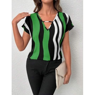 Clasi Women.s Summer Casual Striped Batwing Sleeve Shirt - Choose Your Size