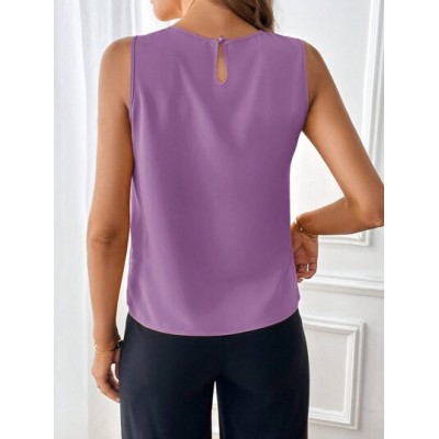 Clasi Plicated Detail Keyhole Back Sleeveless Blouse - Choose Your Size