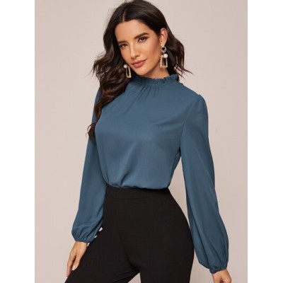 Clasi Frilled Neckline Lantern Sleeve Top - Choose Your Size