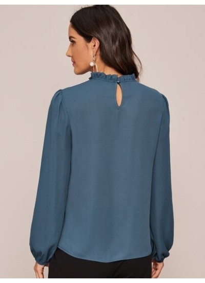 Clasi Frilled Neckline Lantern Sleeve Top - Choose Your Size