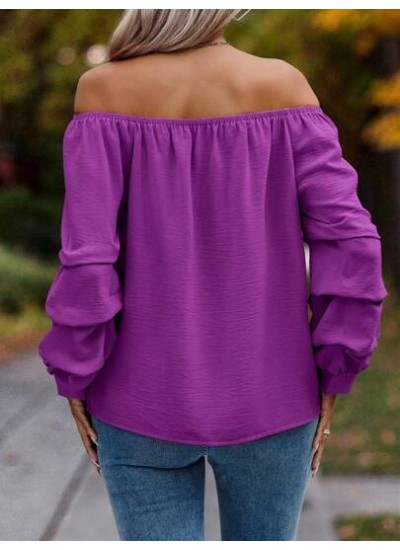 Clasi Women.s Irregular Long Sleeve Solid Color One Shoulder Shirt - Choose You