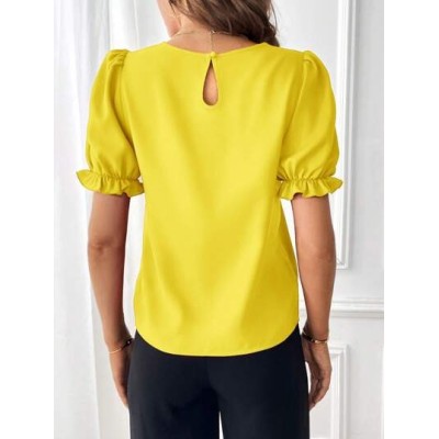 Essnce Solid Puff Sleeve Top - Choose Your Size