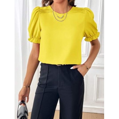 Essnce Solid Puff Sleeve Top - Choose Your Size