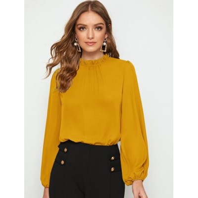 Clasi Frilled Neck Bishop Sleeve Blouse - Choose Your Size