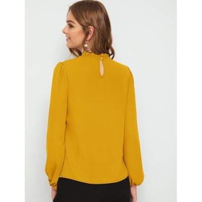 Clasi Frilled Neck Bishop Sleeve Blouse - Choose Your Size