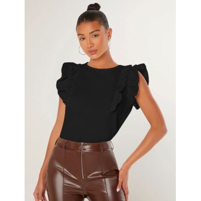 Clasi Ruffle Armhole Solid Top - Choose Your Size