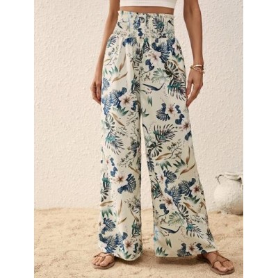 VCAY Tropical Print Wide Leg Pants - Choose Your Size