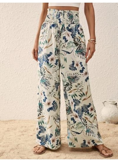 VCAY Tropical Print Wide Leg Pants - Choose Your Size