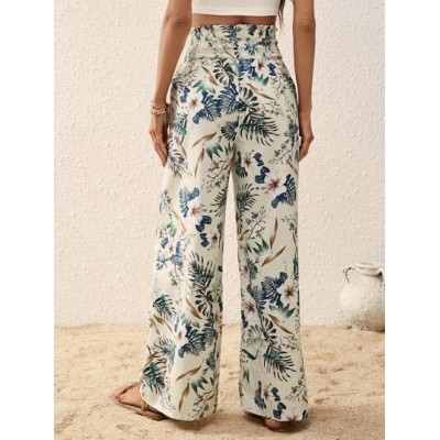 VCAY Tropical Print Wide Leg Pants - Choose Your Size