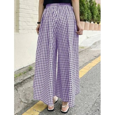 Buffalo Plaid Wide Leg Pants - Choose Your Size