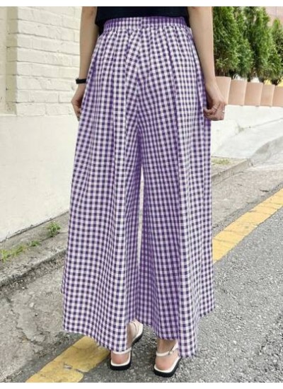 Buffalo Plaid Wide Leg Pants - Choose Your Size