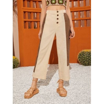 VCAY Button Fly Colorblock Pants - Choose Your Size