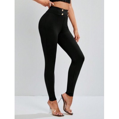 Tall High Waist Slim Fit Stretchy Black Pants For Work And Commute - Choose You