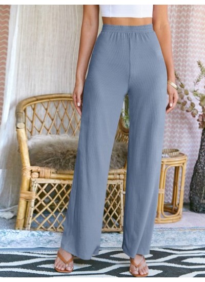 LUNE Elastic Waist Rib-knit Wide Leg Pants - Choose Your Size