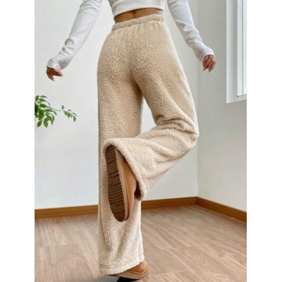 EZwear Drawstring Waist Teddy Wide Leg Pants - Choose Your Size