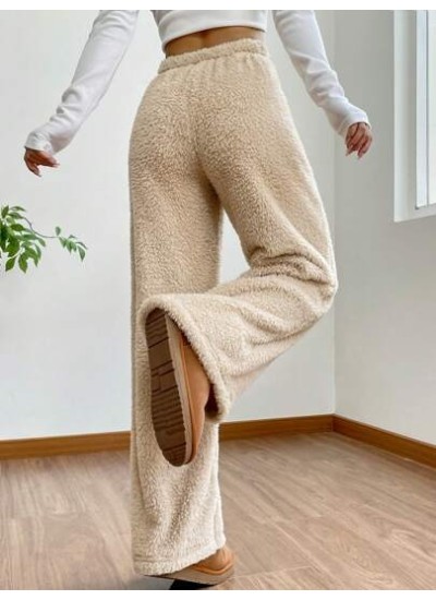 EZwear Drawstring Waist Teddy Wide Leg Pants - Choose Your Size