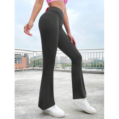 EZwear Women Solid Color High Waist Flared Regular Casual Pants - Choose Your S