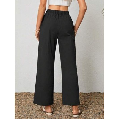 LUNE Solid Knot Front Wide Leg Pants - Choose Your Size