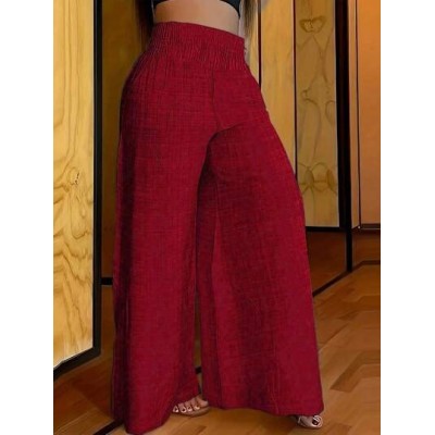 LUNE Women High-Waisted Red Wide-Leg Loose Casual Pants - Choose Your Size