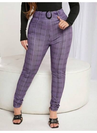 SXY Women.S Plaid Belted Wide Leg Pants - Choose Your Size